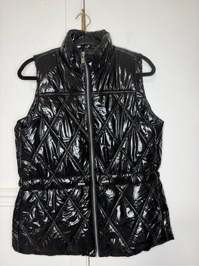 MICHAEL Michael Kors Glossy Black Quilted Puffer Vest size M